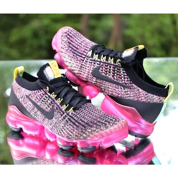 Nike Air VaporMax Flyknit 3 Black Multicolor Sneakers Size 7 Womens Shoes - Picture 9 of 16